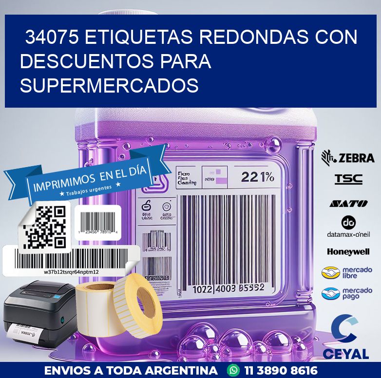 34075 ETIQUETAS REDONDAS CON DESCUENTOS PARA SUPERMERCADOS