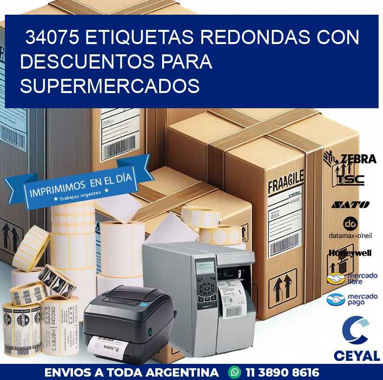 34075 ETIQUETAS REDONDAS CON DESCUENTOS PARA SUPERMERCADOS