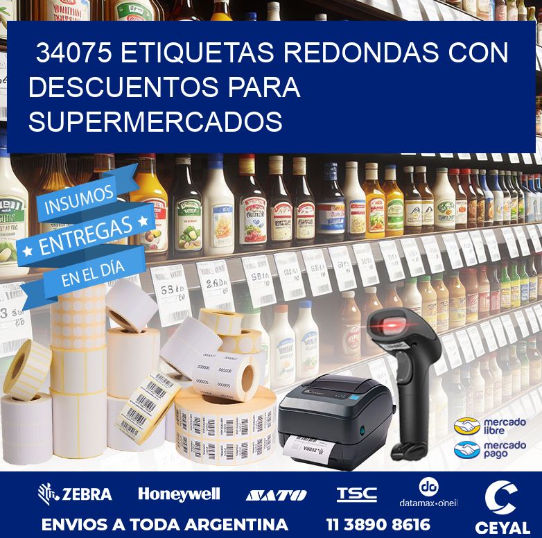 34075 ETIQUETAS REDONDAS CON DESCUENTOS PARA SUPERMERCADOS