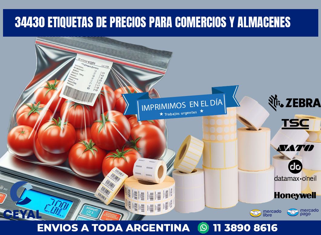 34430 ETIQUETAS DE PRECIOS PARA COMERCIOS Y ALMACENES