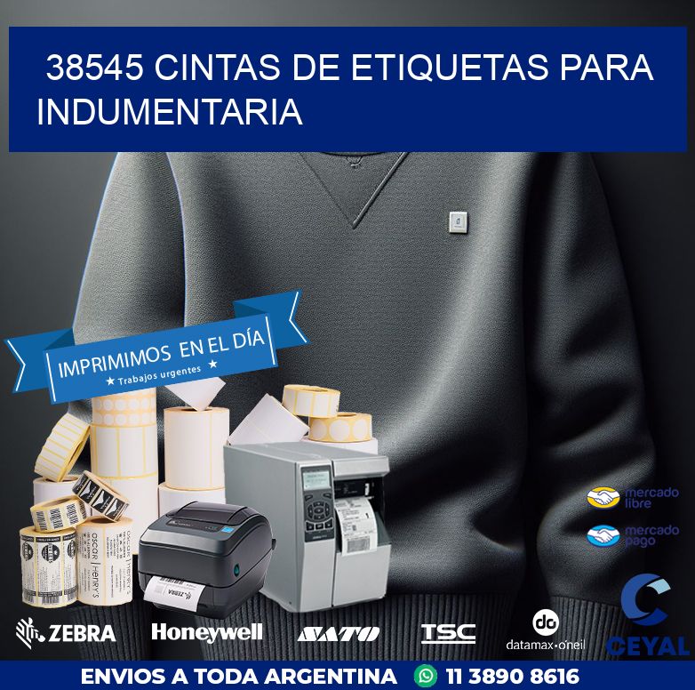 38545 CINTAS DE ETIQUETAS PARA INDUMENTARIA