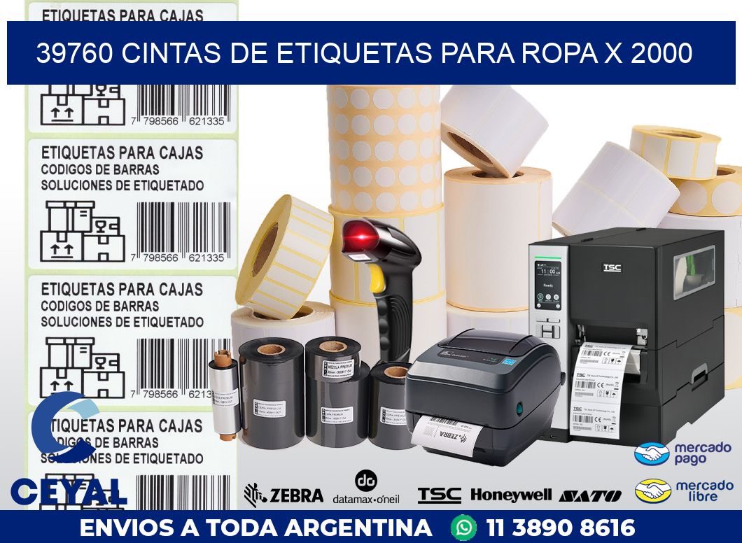 39760 CINTAS DE ETIQUETAS PARA ROPA X 2000