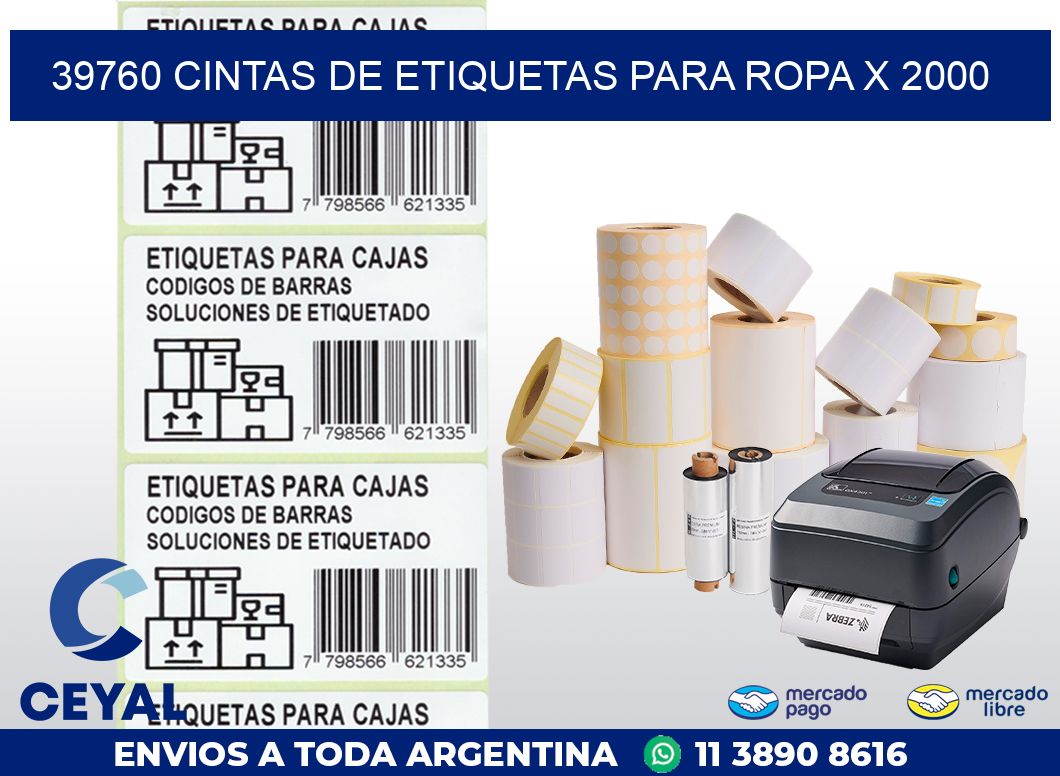 39760 CINTAS DE ETIQUETAS PARA ROPA X 2000