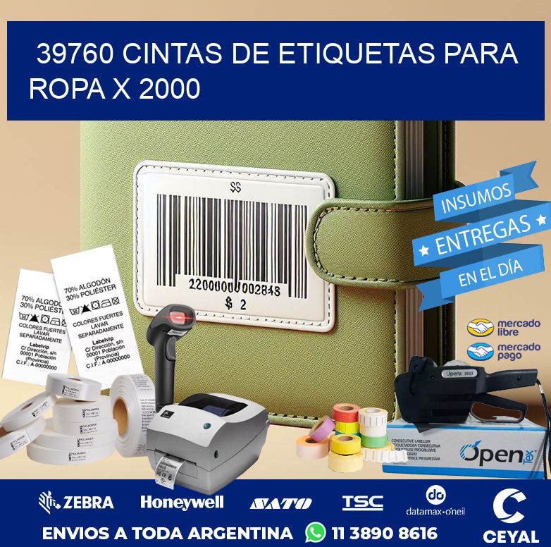 39760 CINTAS DE ETIQUETAS PARA ROPA X 2000