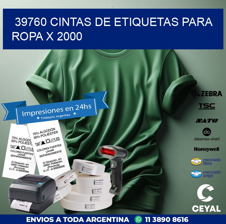 39760 CINTAS DE ETIQUETAS PARA ROPA X 2000