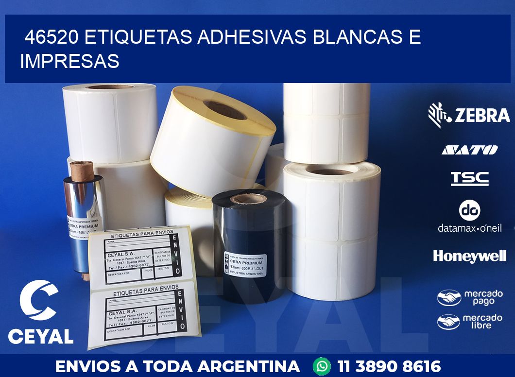 46520 ETIQUETAS ADHESIVAS BLANCAS E IMPRESAS