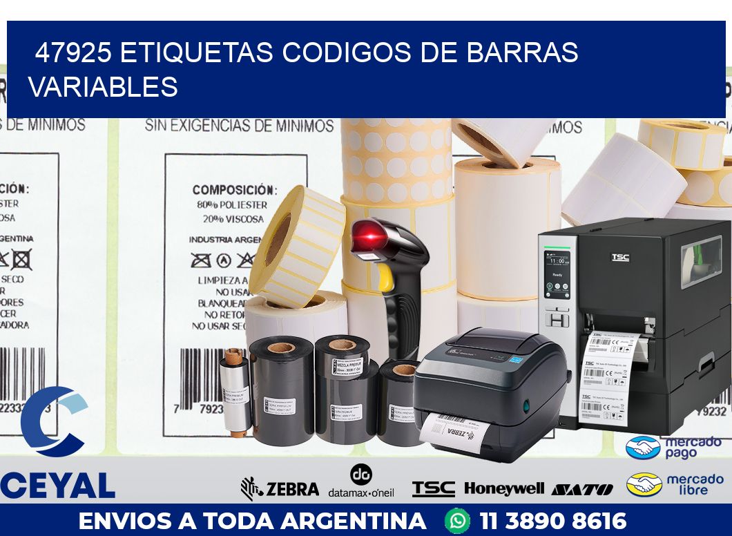 47925 ETIQUETAS CODIGOS DE BARRAS VARIABLES