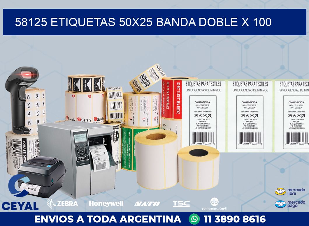 58125 ETIQUETAS 50X25 BANDA DOBLE X 100