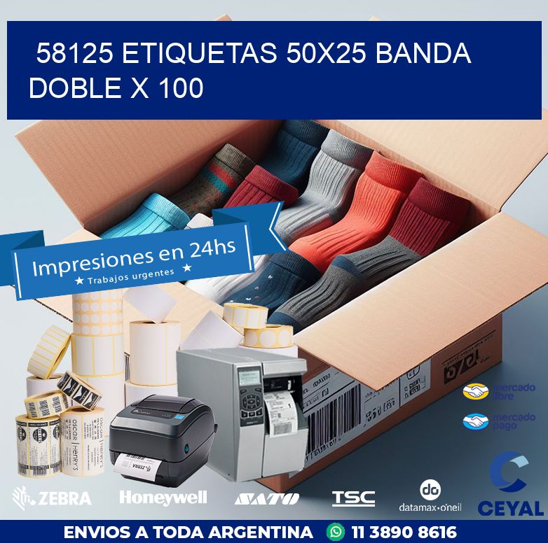 58125 ETIQUETAS 50X25 BANDA DOBLE X 100