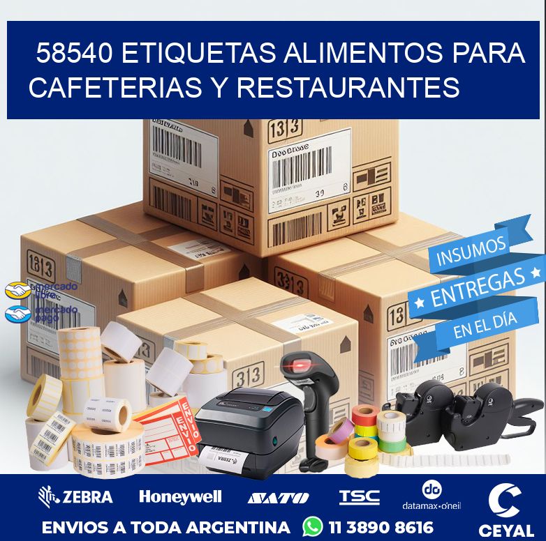 58540 ETIQUETAS ALIMENTOS PARA CAFETERIAS Y RESTAURANTES