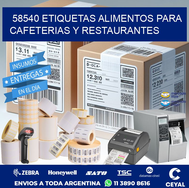 58540 ETIQUETAS ALIMENTOS PARA CAFETERIAS Y RESTAURANTES