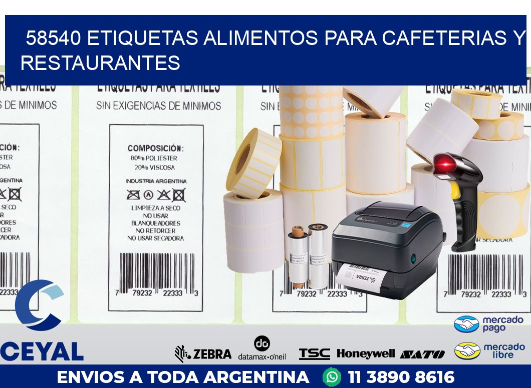 58540 ETIQUETAS ALIMENTOS PARA CAFETERIAS Y RESTAURANTES