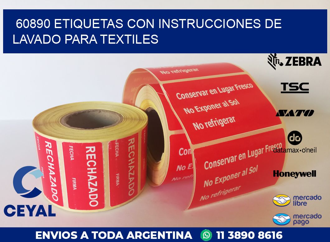 60890 ETIQUETAS CON INSTRUCCIONES DE LAVADO PARA TEXTILES