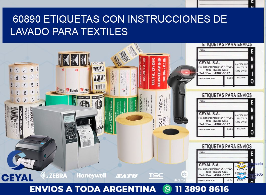 60890 ETIQUETAS CON INSTRUCCIONES DE LAVADO PARA TEXTILES