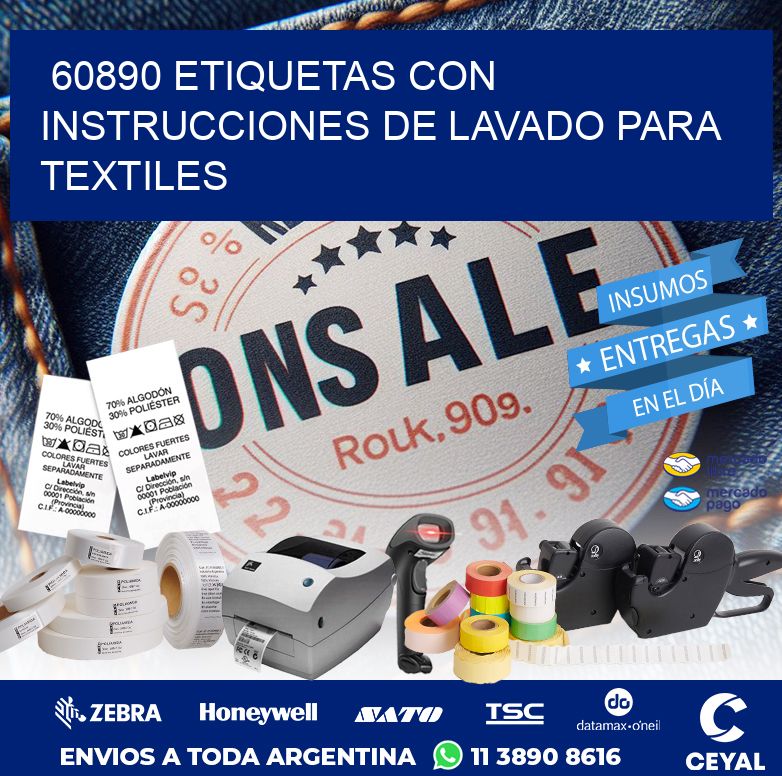 60890 ETIQUETAS CON INSTRUCCIONES DE LAVADO PARA TEXTILES