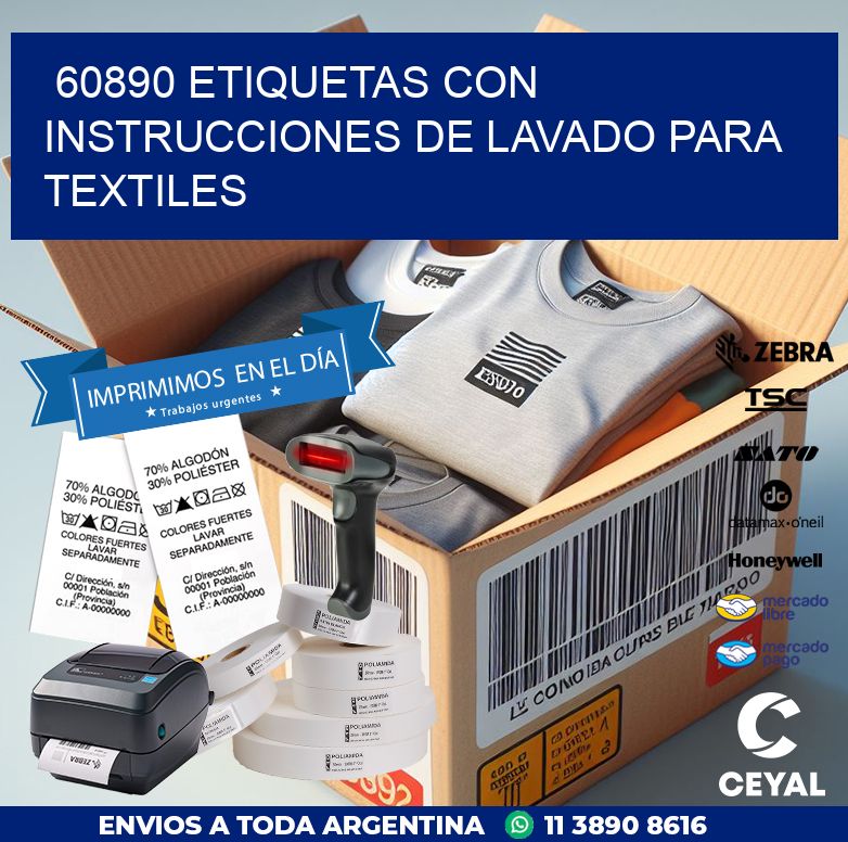 60890 ETIQUETAS CON INSTRUCCIONES DE LAVADO PARA TEXTILES