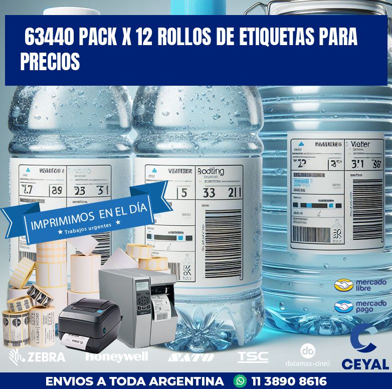 63440 PACK X 12 ROLLOS DE ETIQUETAS PARA PRECIOS