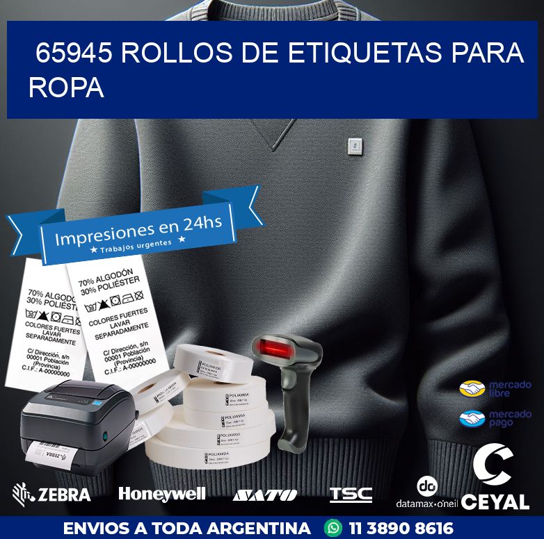 65945 ROLLOS DE ETIQUETAS PARA ROPA