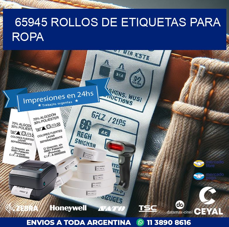 65945 ROLLOS DE ETIQUETAS PARA ROPA
