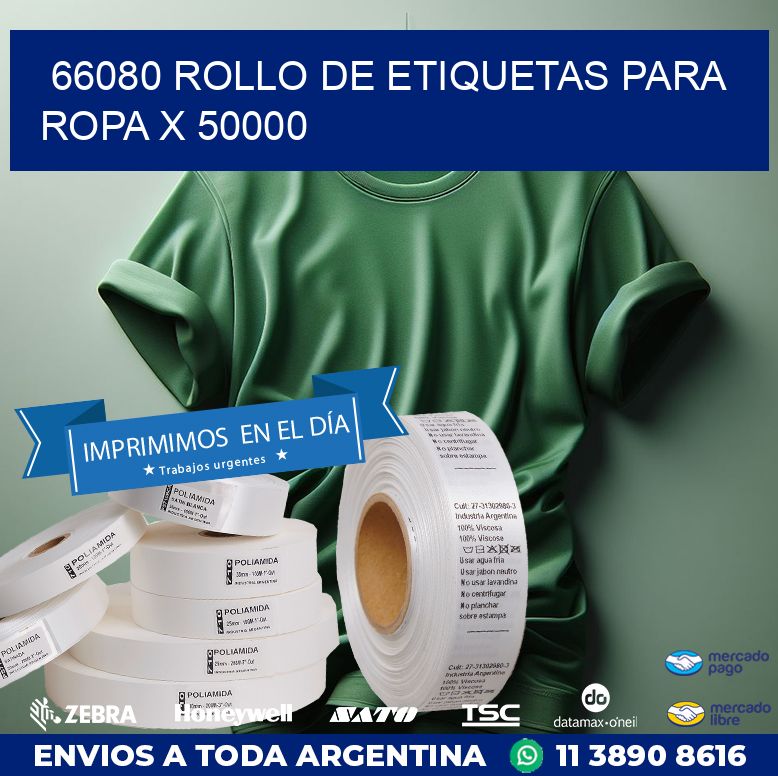 66080 ROLLO DE ETIQUETAS PARA ROPA X 50000