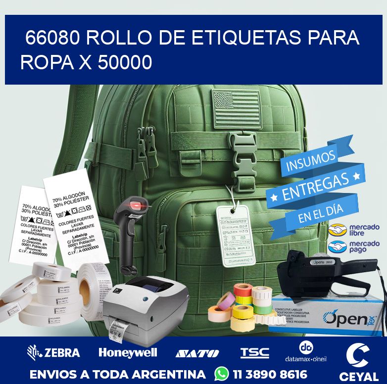 66080 ROLLO DE ETIQUETAS PARA ROPA X 50000