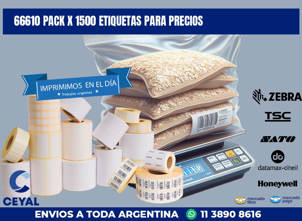 66610 PACK X 1500 ETIQUETAS PARA PRECIOS