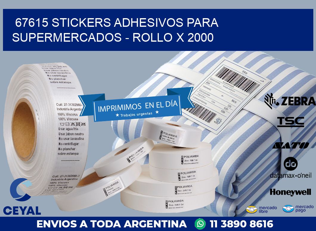 67615 STICKERS ADHESIVOS PARA SUPERMERCADOS - ROLLO X 2000