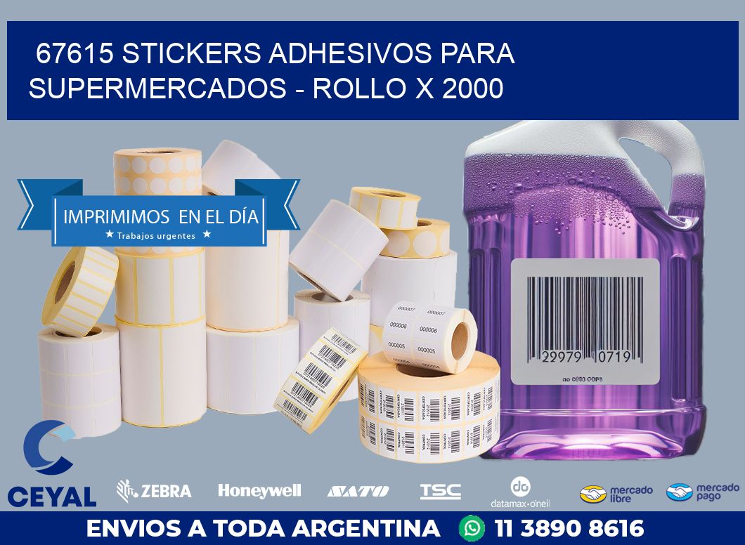 67615 STICKERS ADHESIVOS PARA SUPERMERCADOS - ROLLO X 2000