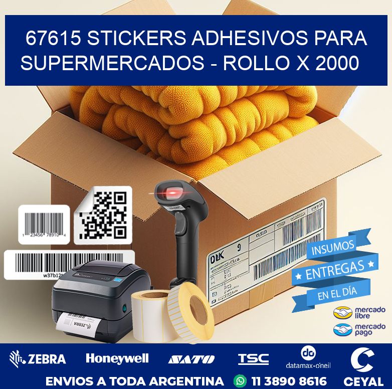 67615 STICKERS ADHESIVOS PARA SUPERMERCADOS - ROLLO X 2000