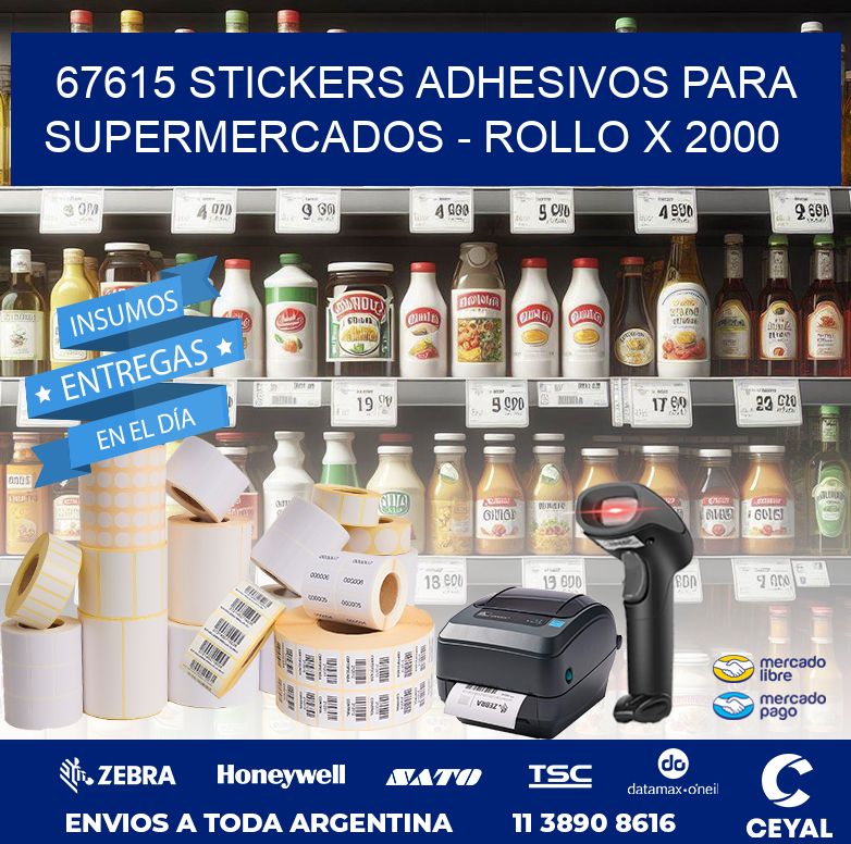 67615 STICKERS ADHESIVOS PARA SUPERMERCADOS – ROLLO X 2000