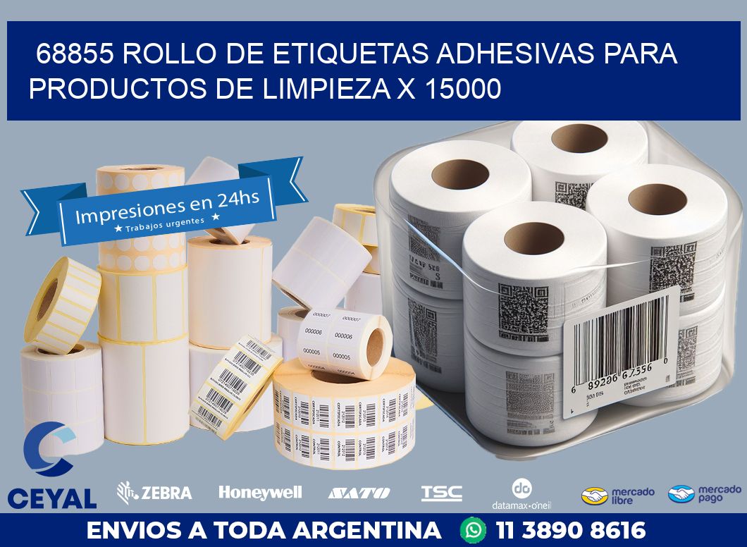 68855 ROLLO DE ETIQUETAS ADHESIVAS PARA PRODUCTOS DE LIMPIEZA X 15000