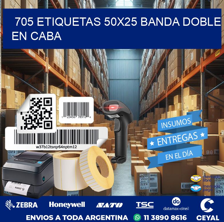 705 ETIQUETAS 50X25 BANDA DOBLE EN CABA
