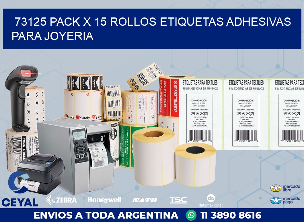 73125 PACK X 15 ROLLOS ETIQUETAS ADHESIVAS PARA JOYERIA