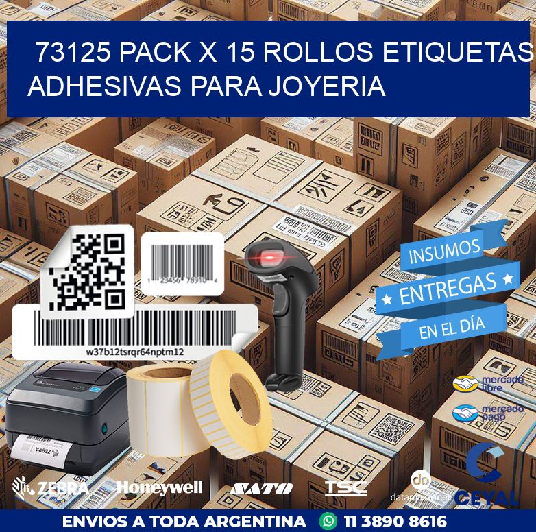 73125 PACK X 15 ROLLOS ETIQUETAS ADHESIVAS PARA JOYERIA