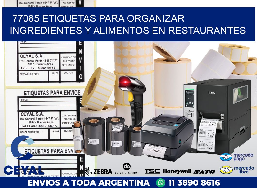 77085 ETIQUETAS PARA ORGANIZAR INGREDIENTES Y ALIMENTOS EN RESTAURANTES