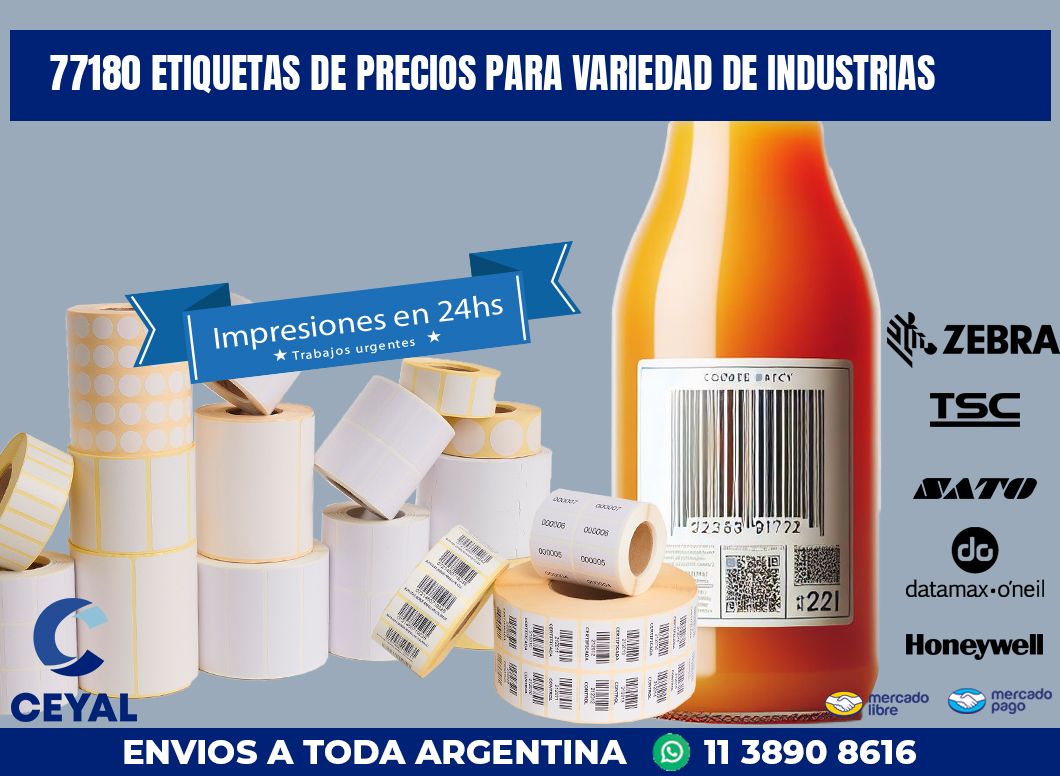 77180 ETIQUETAS DE PRECIOS PARA VARIEDAD DE INDUSTRIAS