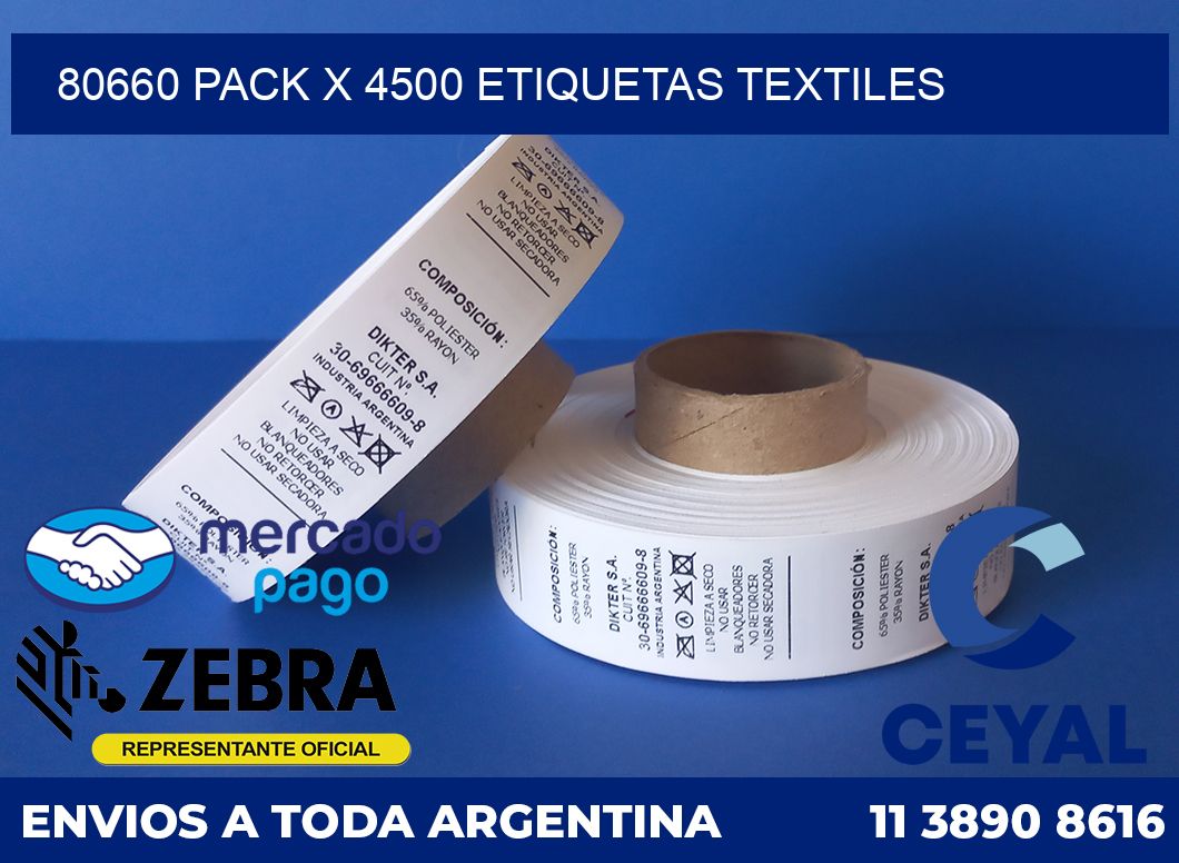 80660 PACK X 4500 ETIQUETAS TEXTILES