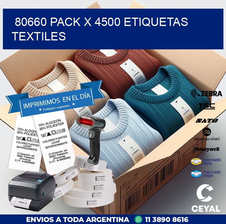 80660 PACK X 4500 ETIQUETAS TEXTILES
