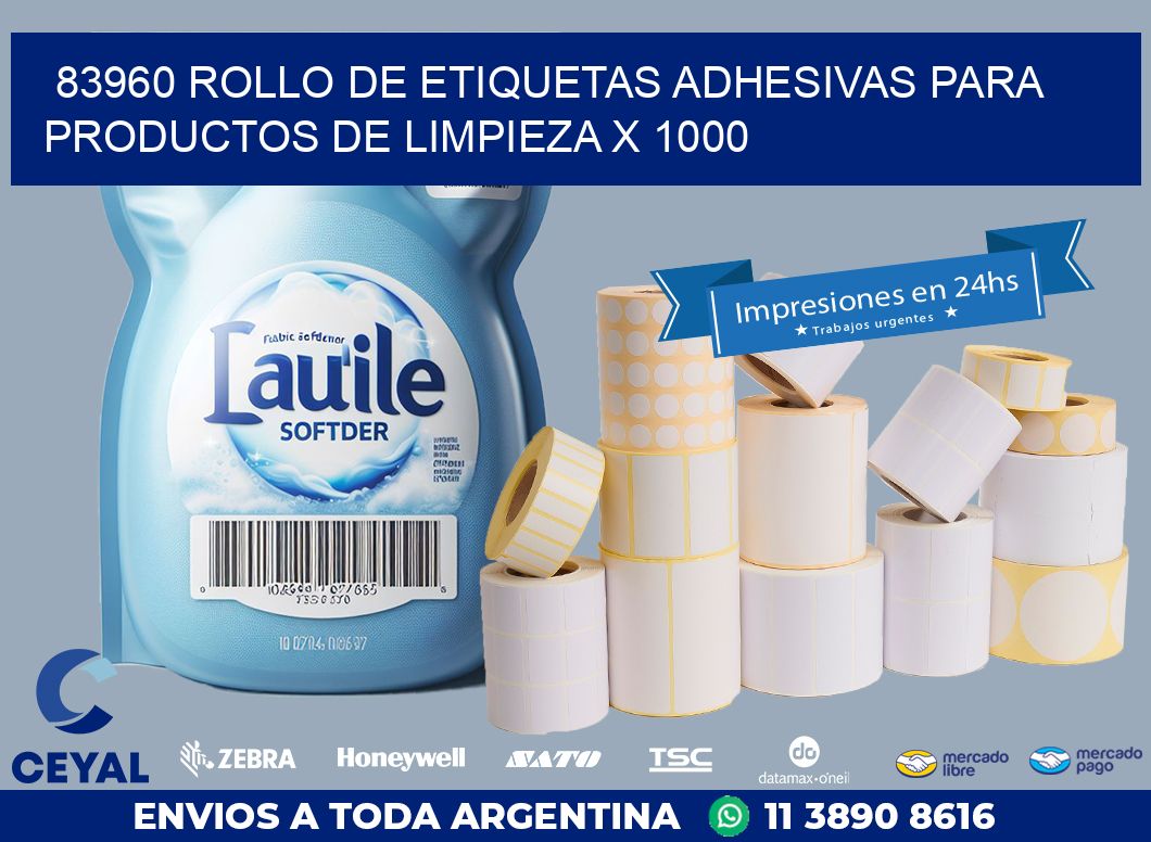 83960 ROLLO DE ETIQUETAS ADHESIVAS PARA PRODUCTOS DE LIMPIEZA X 1000