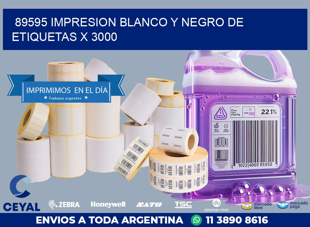 89595 IMPRESION BLANCO Y NEGRO DE ETIQUETAS X 3000
