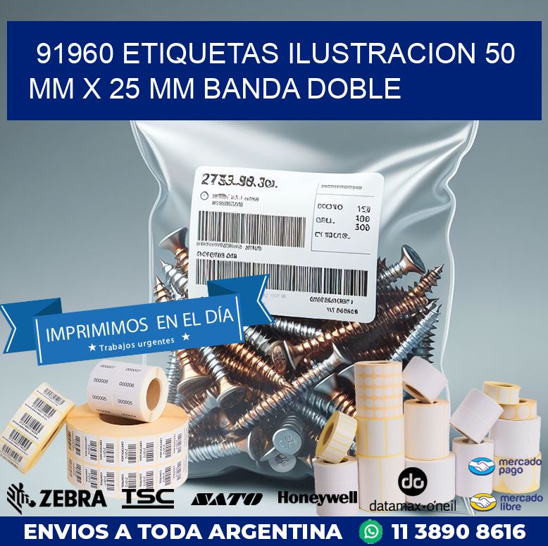 91960 ETIQUETAS ILUSTRACION 50 MM X 25 MM BANDA DOBLE