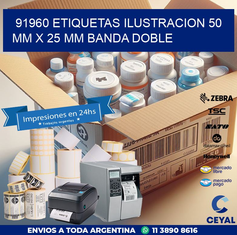 91960 ETIQUETAS ILUSTRACION 50 MM X 25 MM BANDA DOBLE