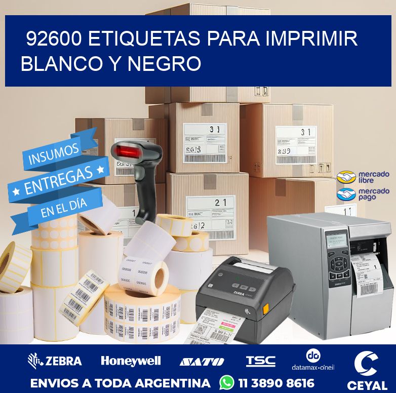 92600 ETIQUETAS PARA IMPRIMIR BLANCO Y NEGRO