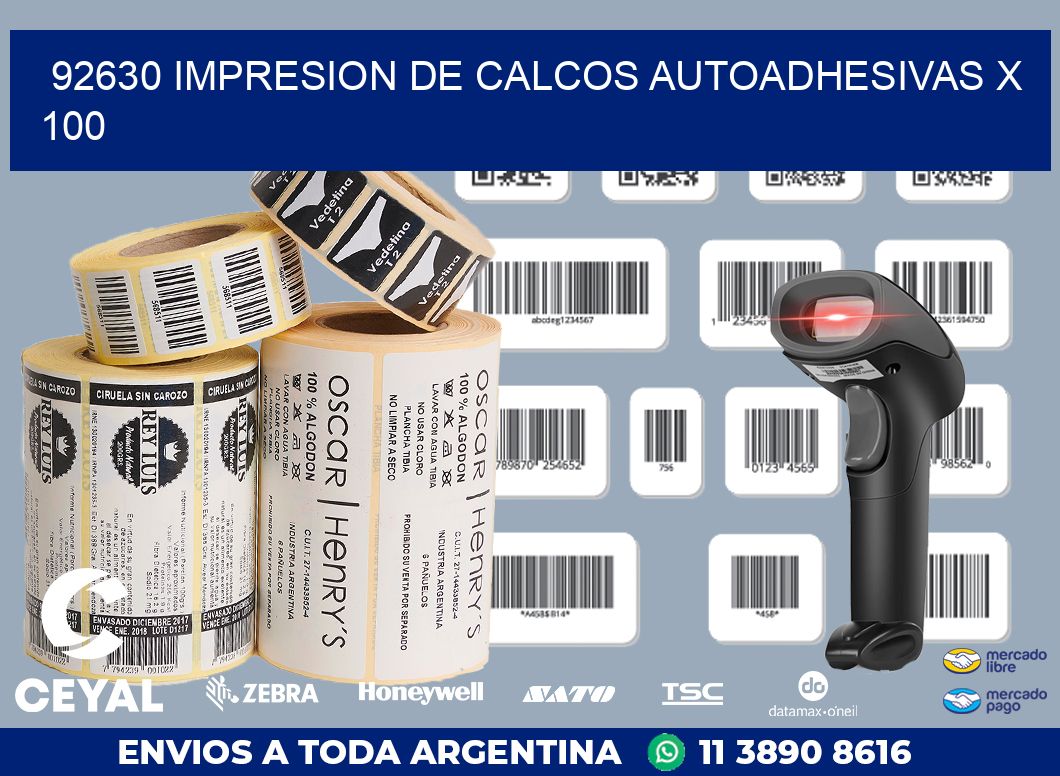92630 IMPRESION DE CALCOS AUTOADHESIVAS X 100