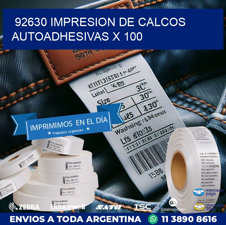 92630 IMPRESION DE CALCOS AUTOADHESIVAS X 100