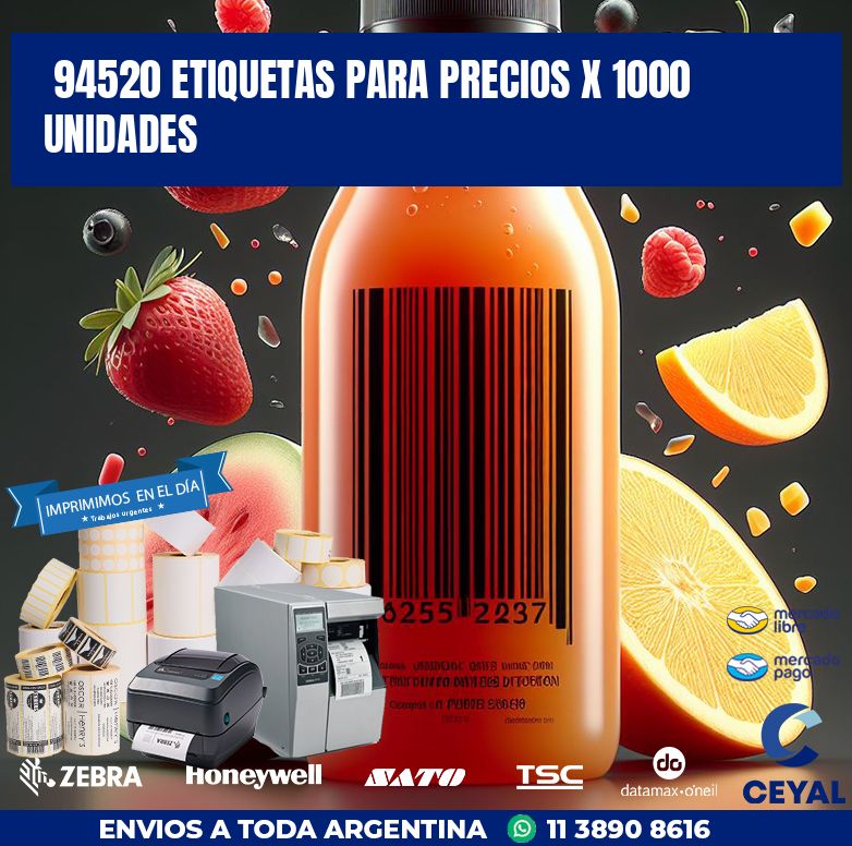 94520 ETIQUETAS PARA PRECIOS X 1000 UNIDADES