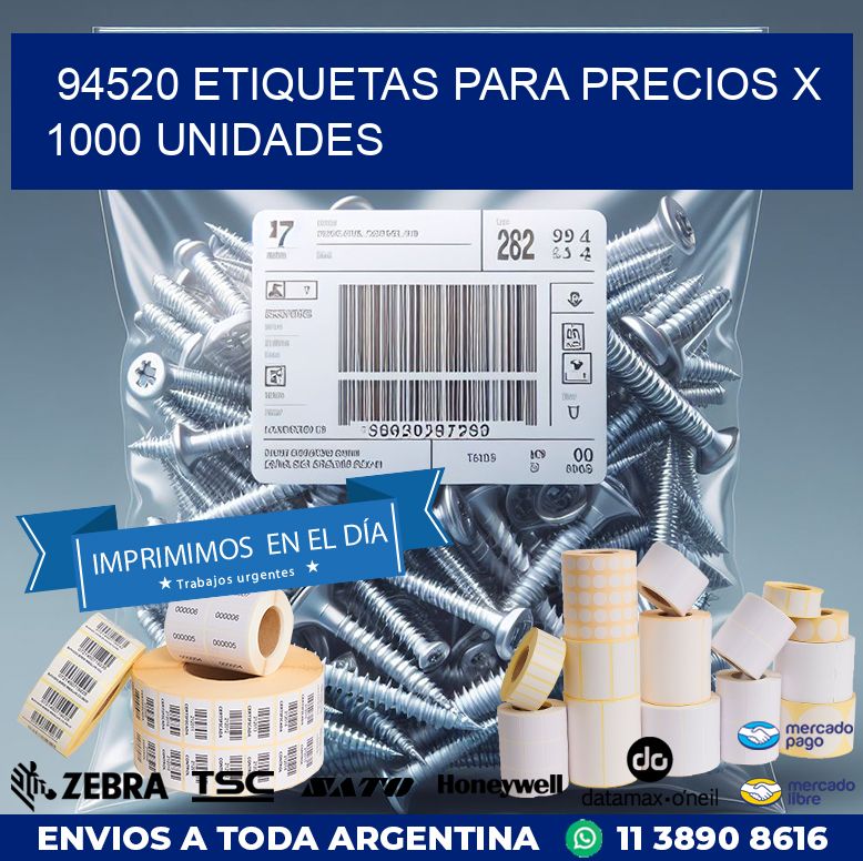 94520 ETIQUETAS PARA PRECIOS X 1000 UNIDADES