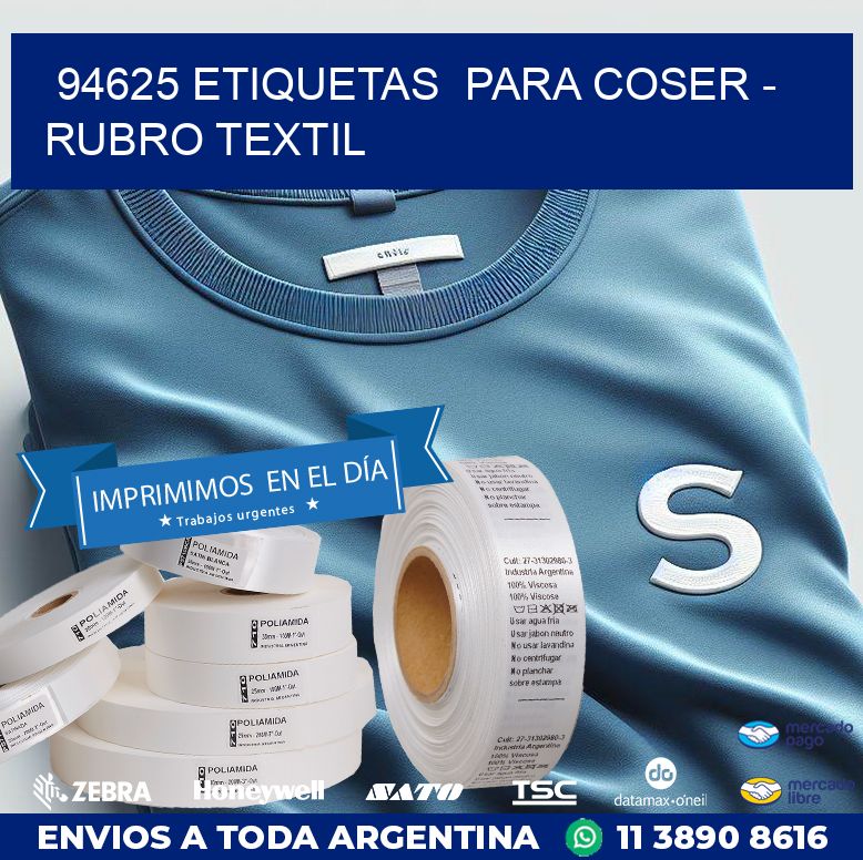 94625 ETIQUETAS  PARA COSER - RUBRO TEXTIL