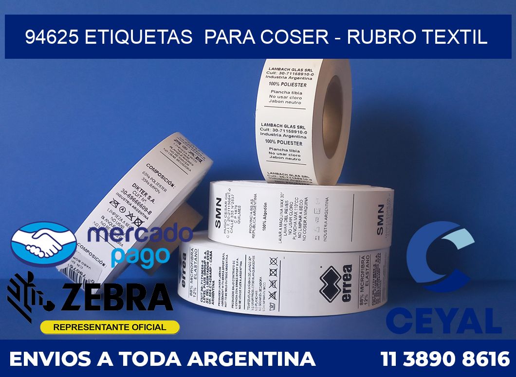 94625 ETIQUETAS  PARA COSER - RUBRO TEXTIL