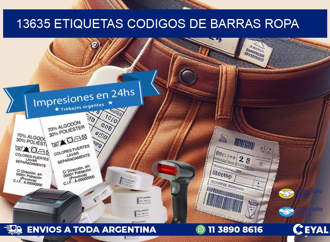 13635 ETIQUETAS CODIGOS DE BARRAS ROPA